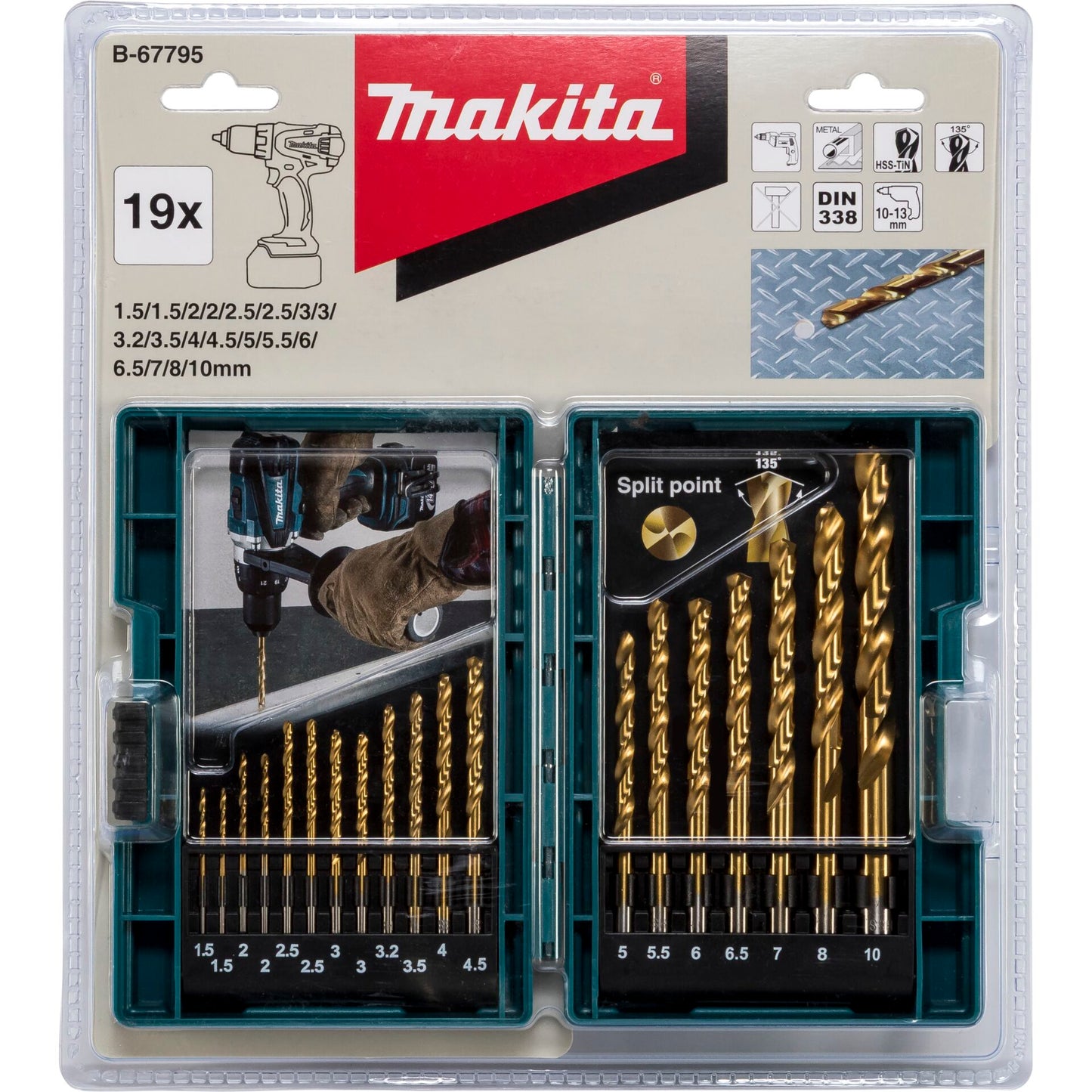 Makita Bohrer-Set in Kunststoffbox, 19-teilig