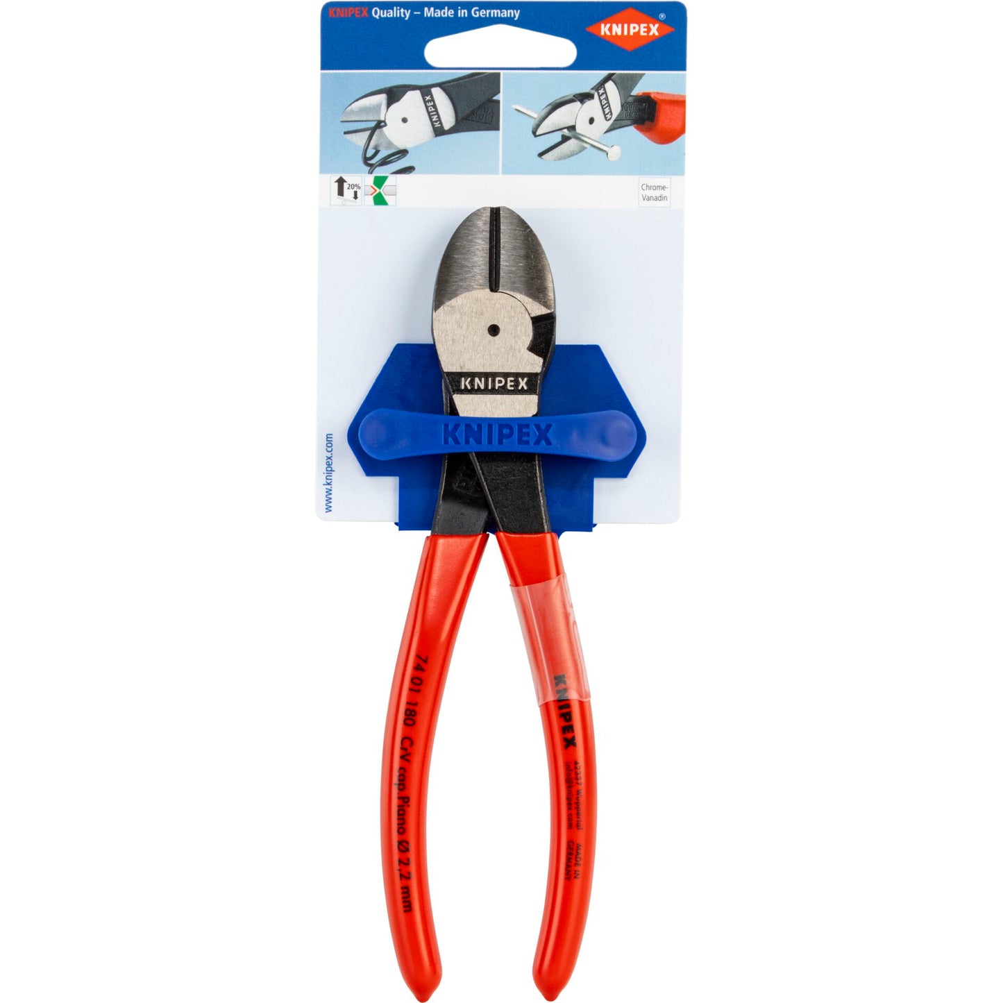 KNIPEX Kraft-Seitenschneider 180 mm, Kunststoff überzogen