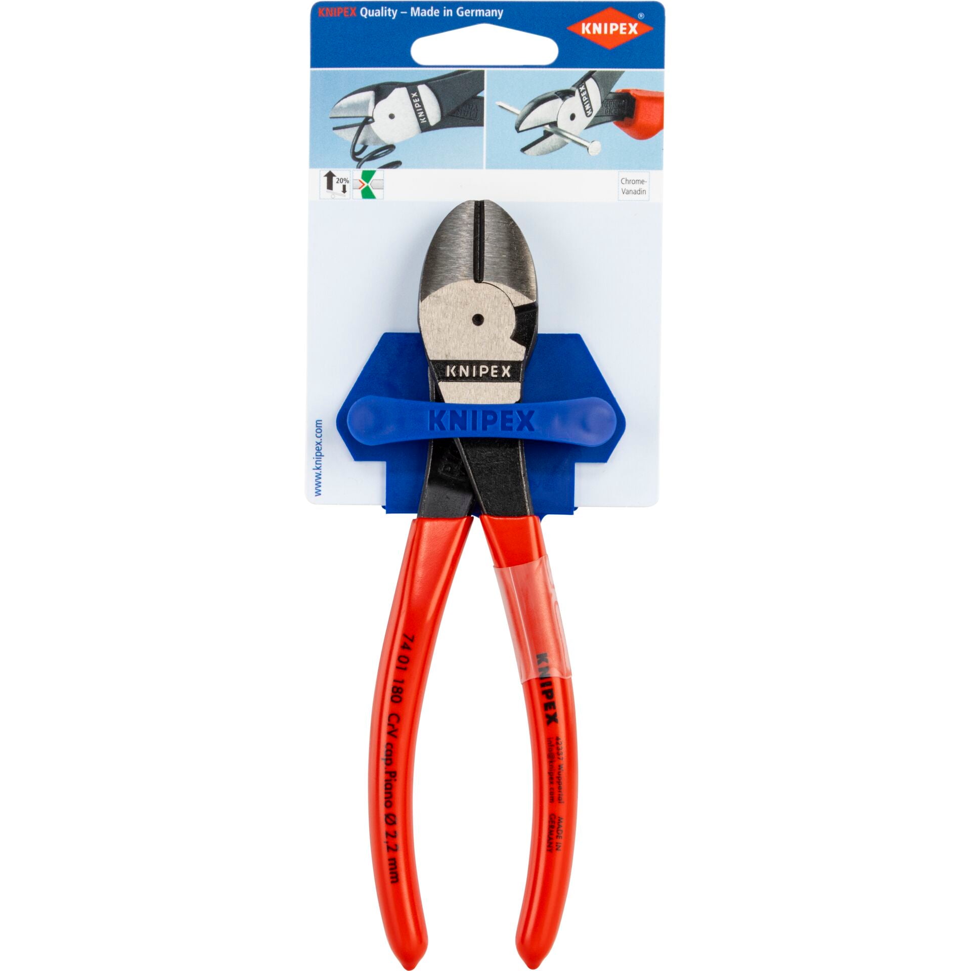 KNIPEX Kraft-Seitenschneider 180 mm, Kunststoff überzogen