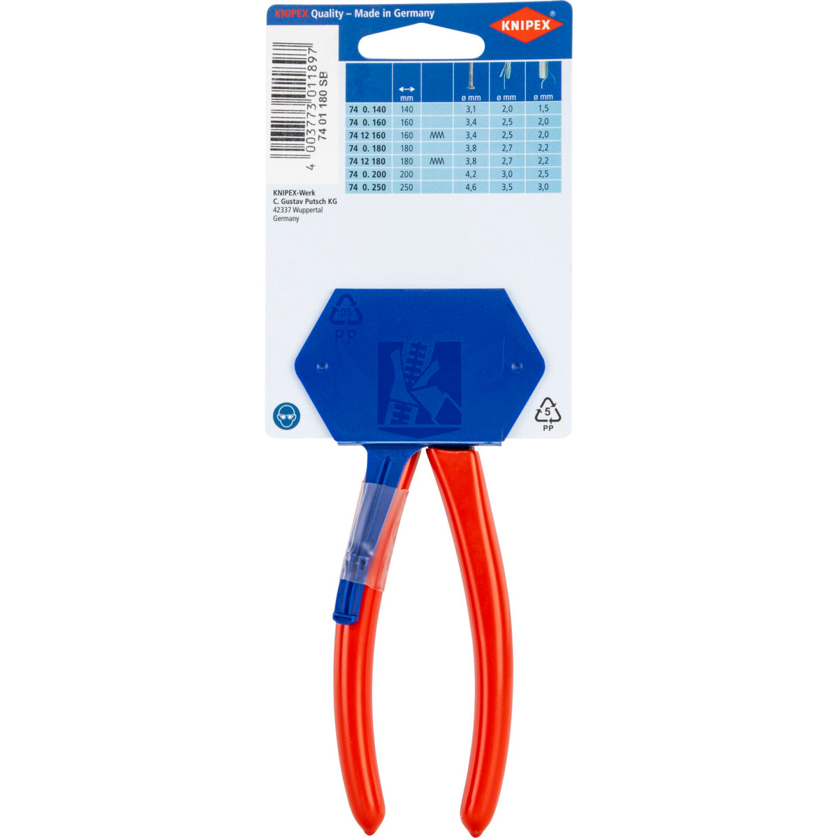 KNIPEX Kraft-Seitenschneider 180 mm, Kunststoff überzogen
