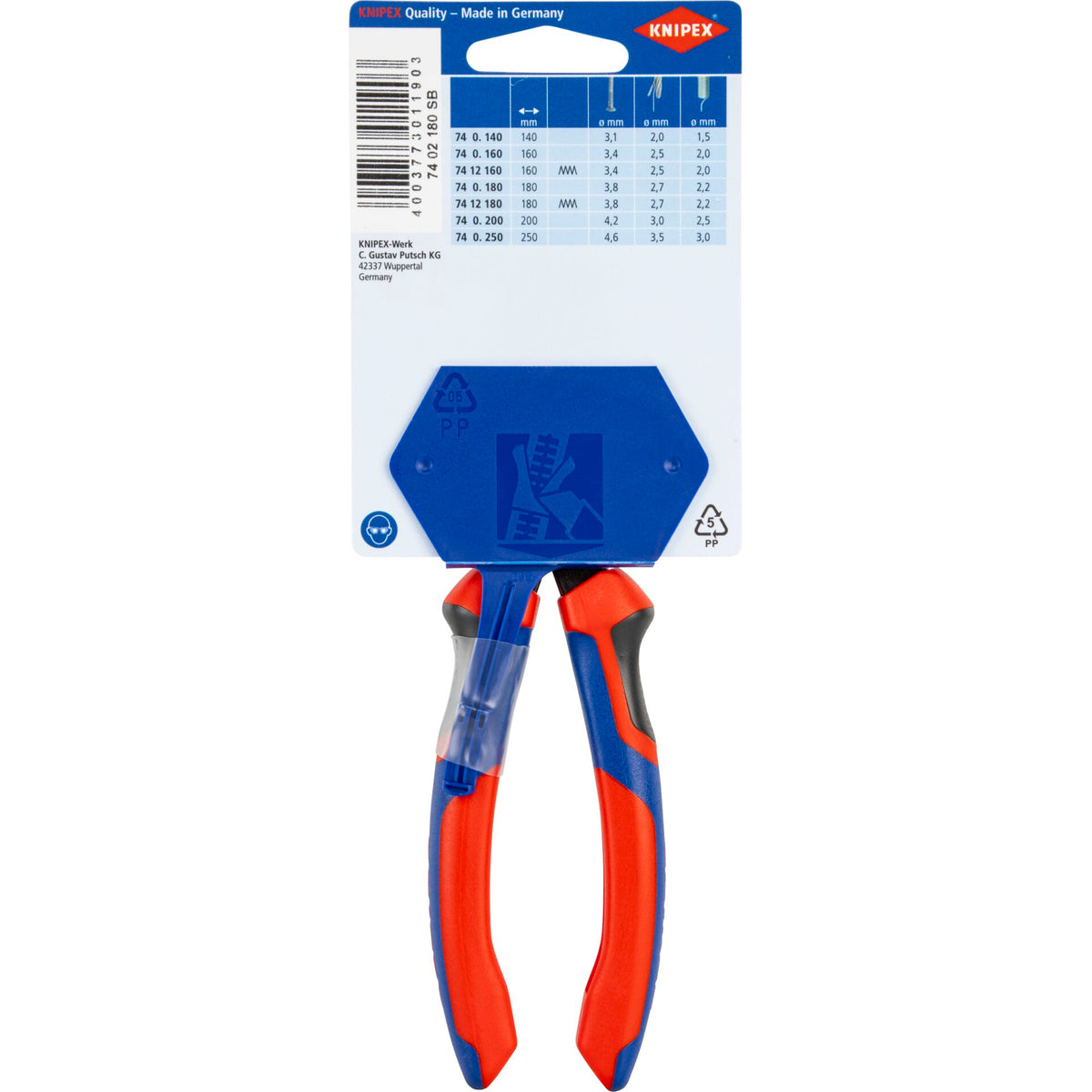 KNIPEX Kraft-Seitenschneider 180 mm, Comfort Griffe