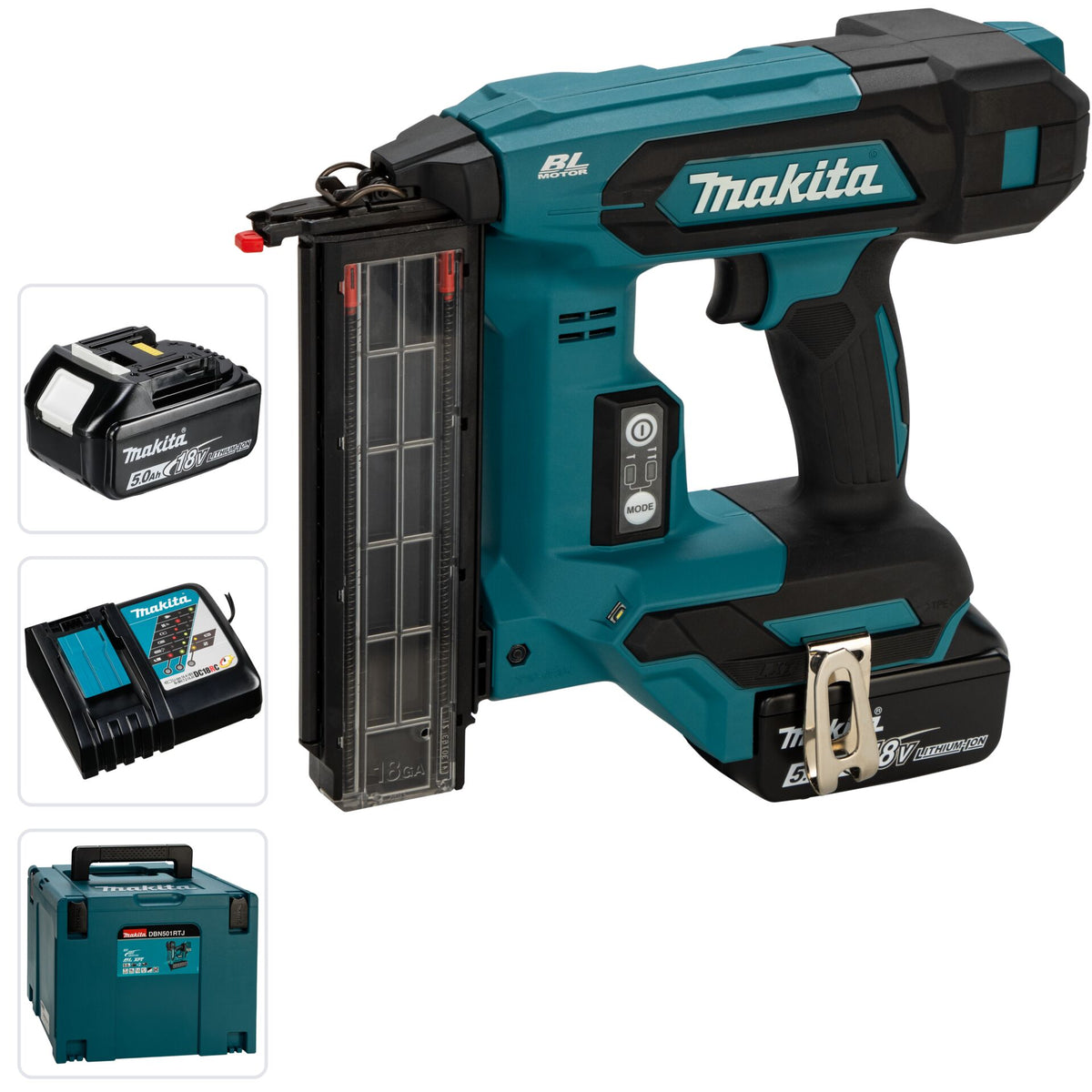 Makita DBN501RTJ Akku-Stauchkopfnagler 50 mm 18V
