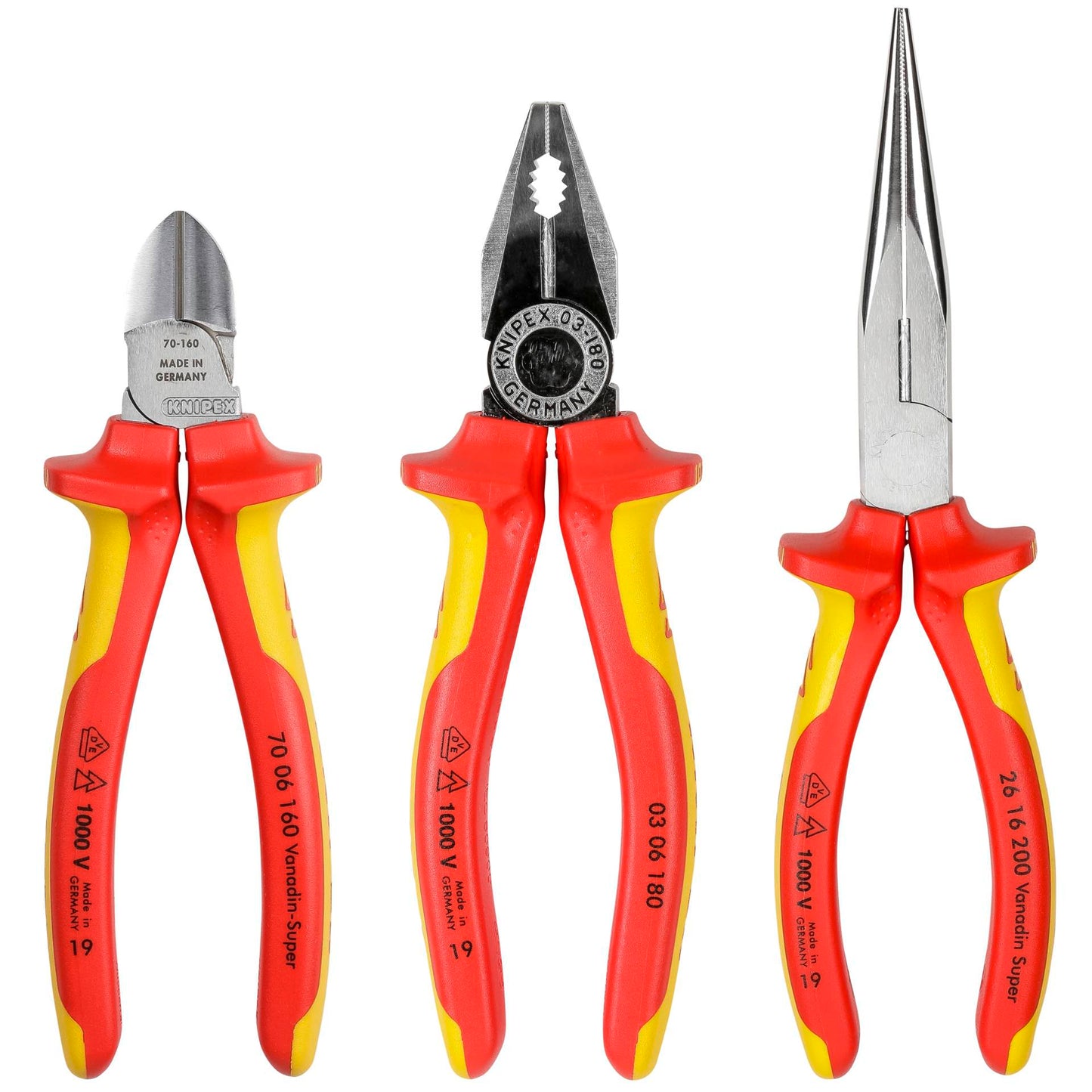 KNIPEX Elektro-Paket 3-teilig Kombi-,Flachzange + Seitenschneider