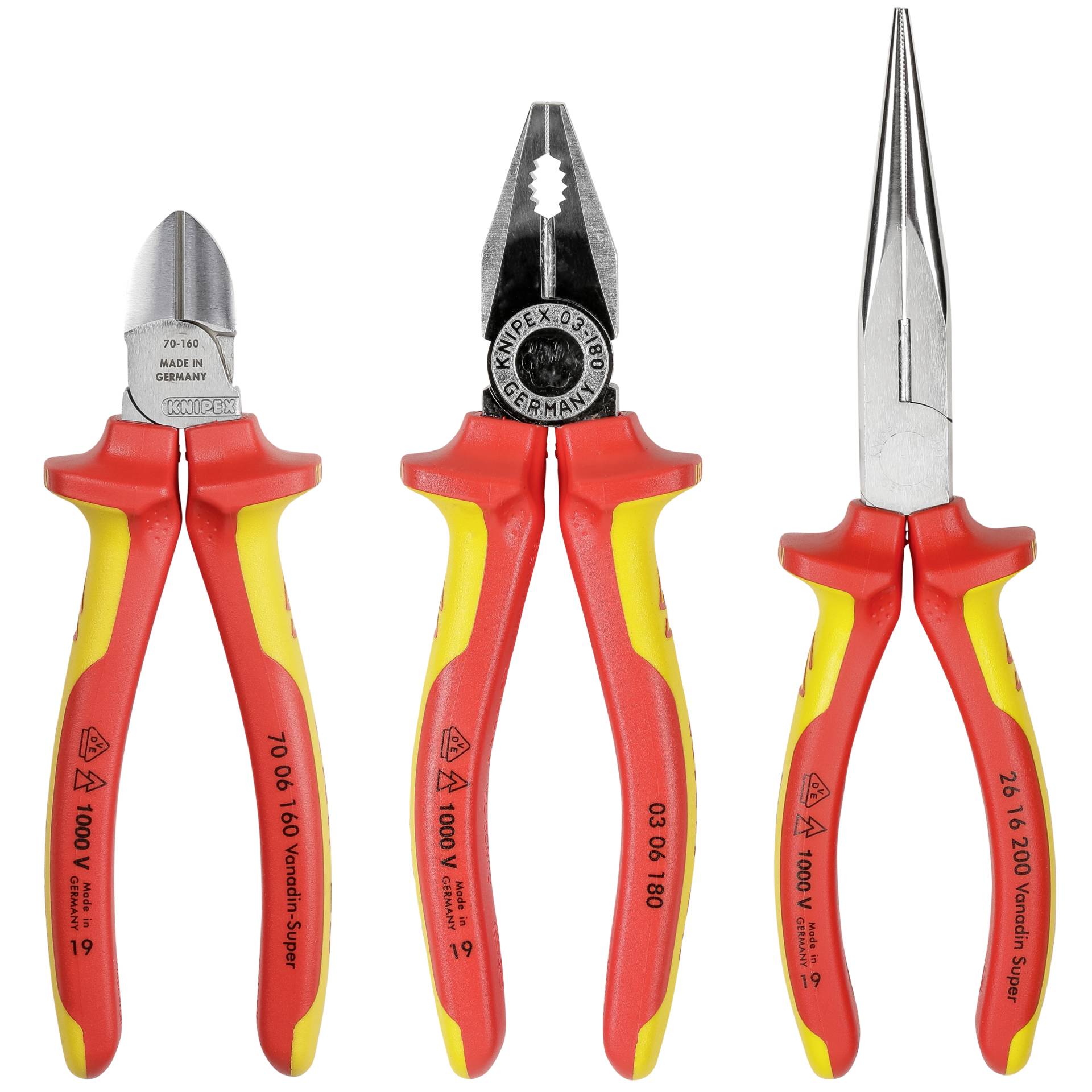 KNIPEX Elektro-Paket 3-teilig Kombi-,Flachzange + Seitenschneider