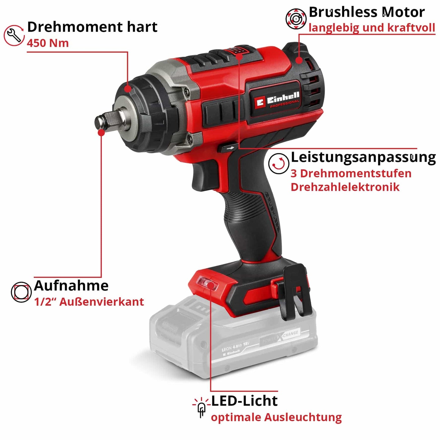 EINHELL PROFESSIONAL Akku-Schlagschrauber IMPAXXO 18/450 Solo