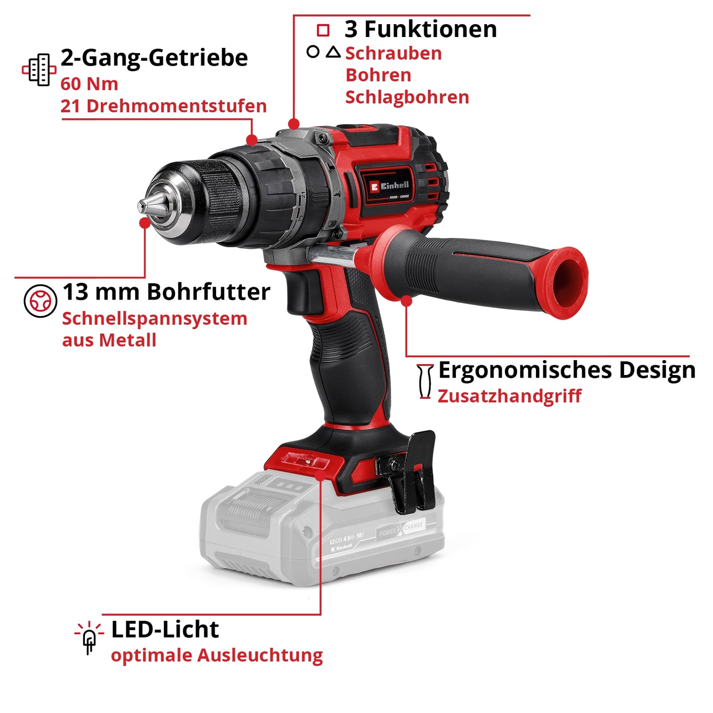 EINHELL PROFESSIONAL Akku-Schlagbohrschrauber TP-CD 18/60 Li- i BL, Solo