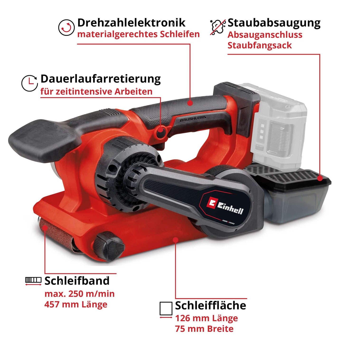 EINHELL PROFESSIONAL Akku-Bandschleifer TP-BS 18/457 Li BL, Solo