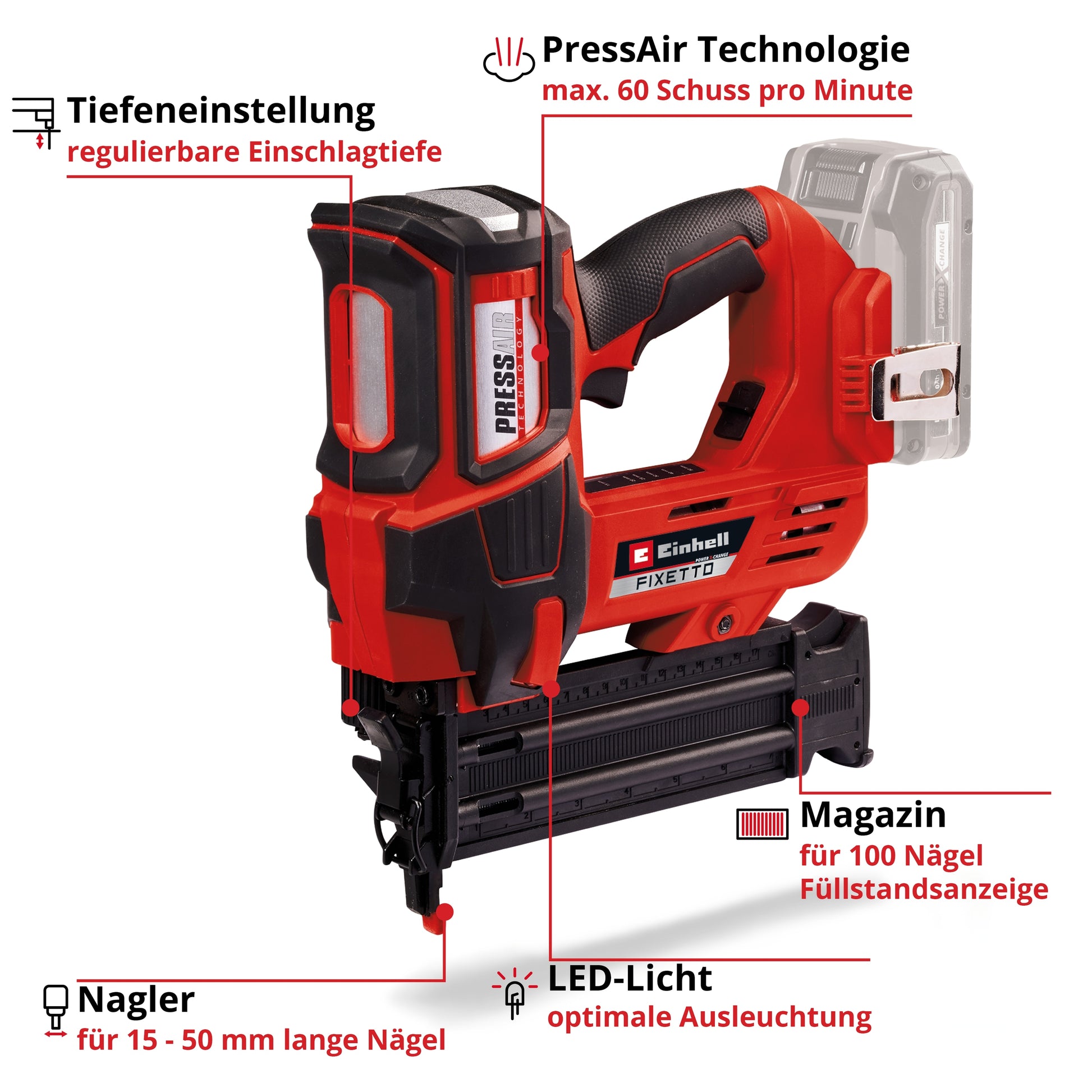 EINHELL PROFESSIONAL Akku-Nagler Fixetto 18/50 N, Solo
