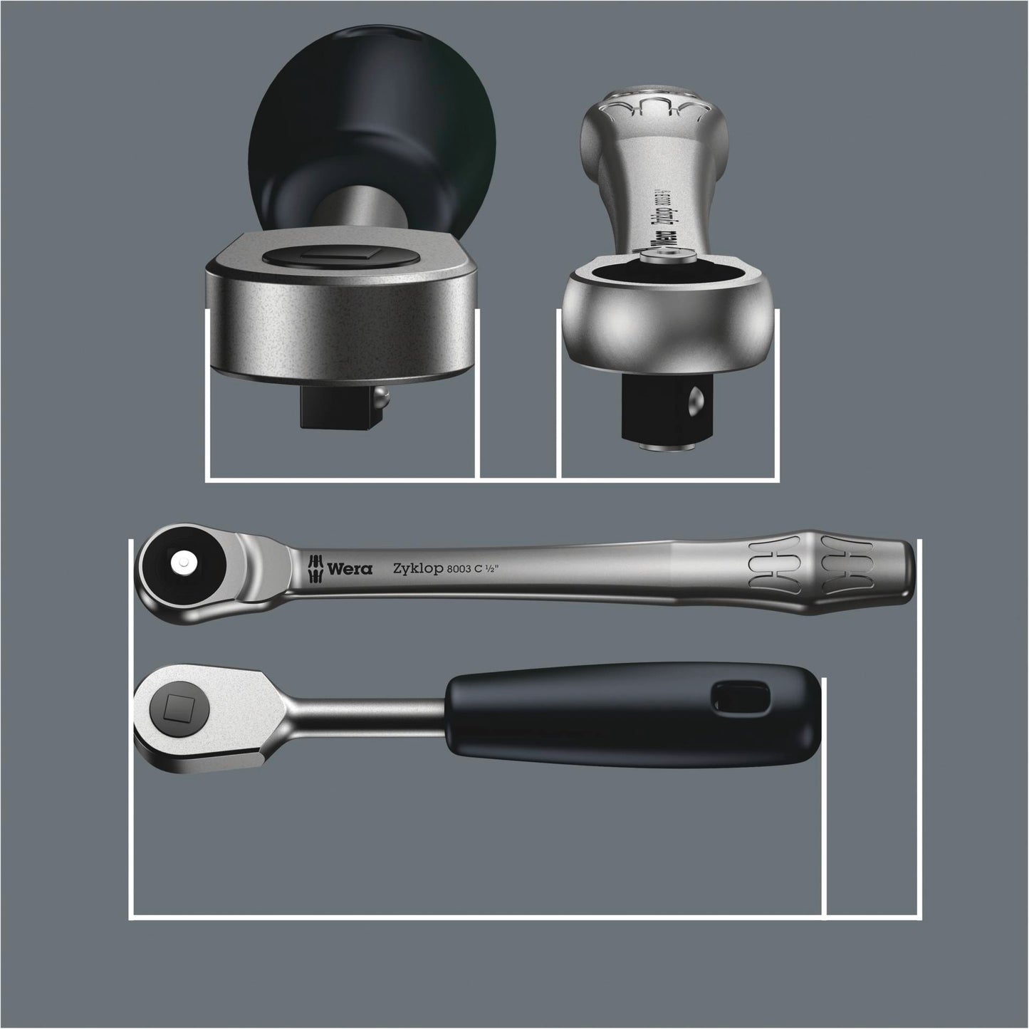 Wera 8100 SA 7 Zyklop Metal Knarrensatz, Durchsteckvierkant