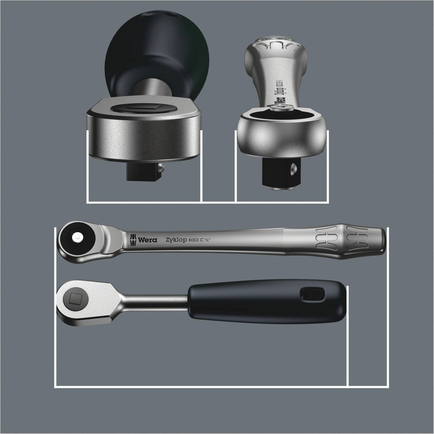 Wera 8100 SC 7 Zyklop Metal Knarrensatz, Durchsteckvierkant