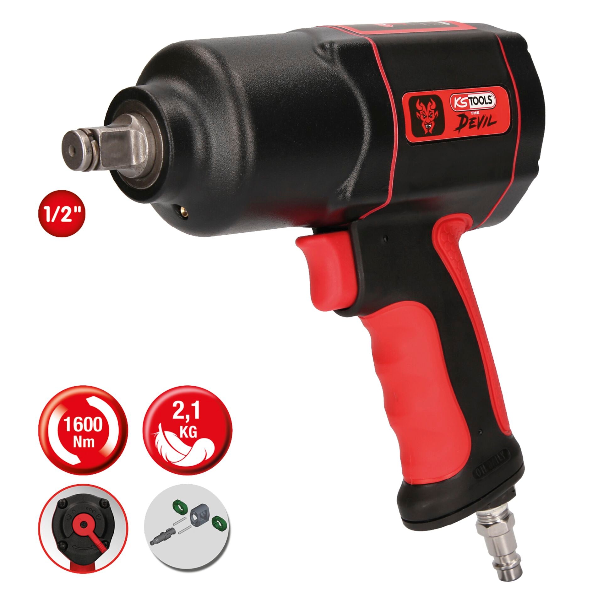 KS Tools 1/2  THE DEVIL 1600Nm Hochl. Druckluft-Schlagschrauber