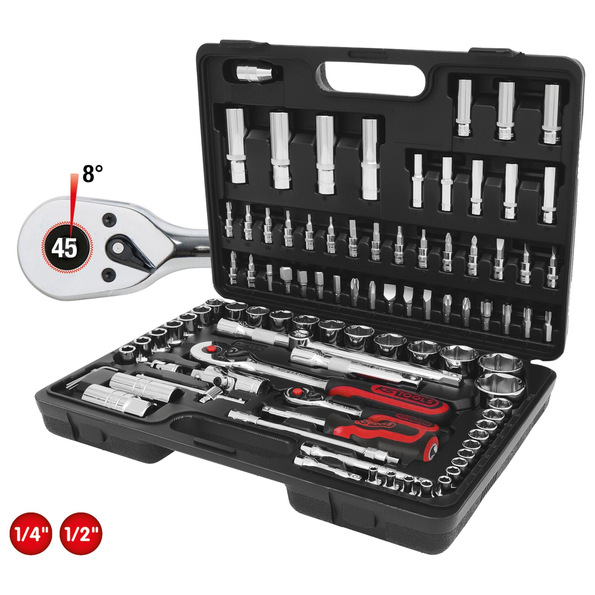 KS Tools 1/4 +1/2  CHROMEplus Steckschlüssel-Satz, 96-tlg