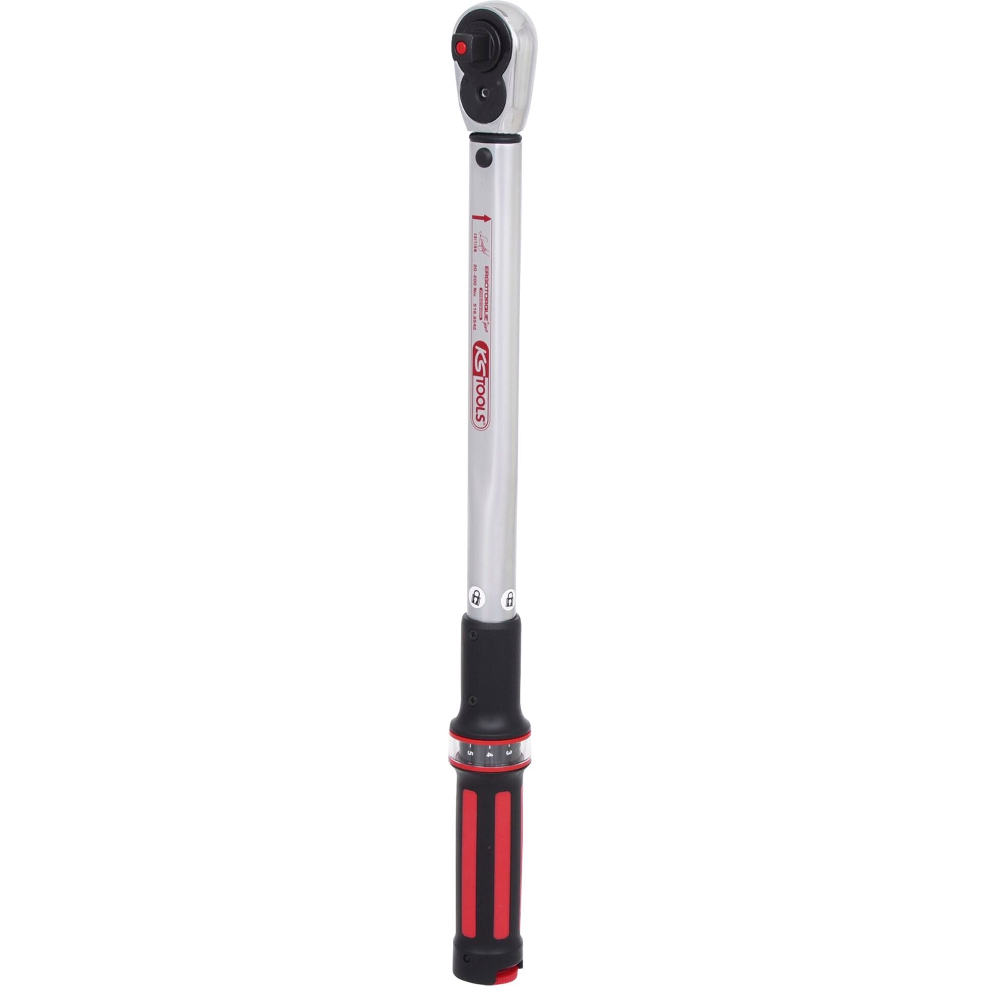 KS Tools 1/2  ERGOTORQUE40-200 Rot, Ratschen-Drehmomentschl.