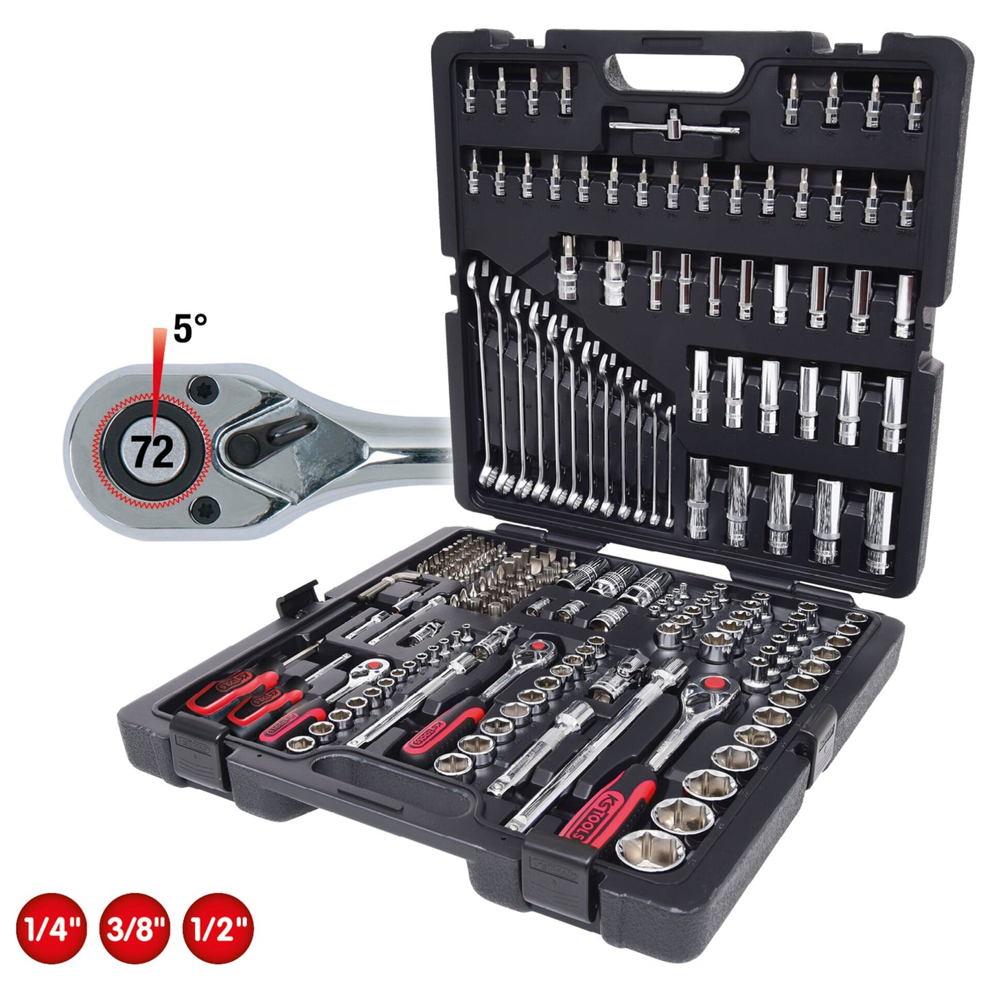 KS Tools 1/4 +3/8 +1/2   216 CHROMEplus Steckschlüssel-Satz