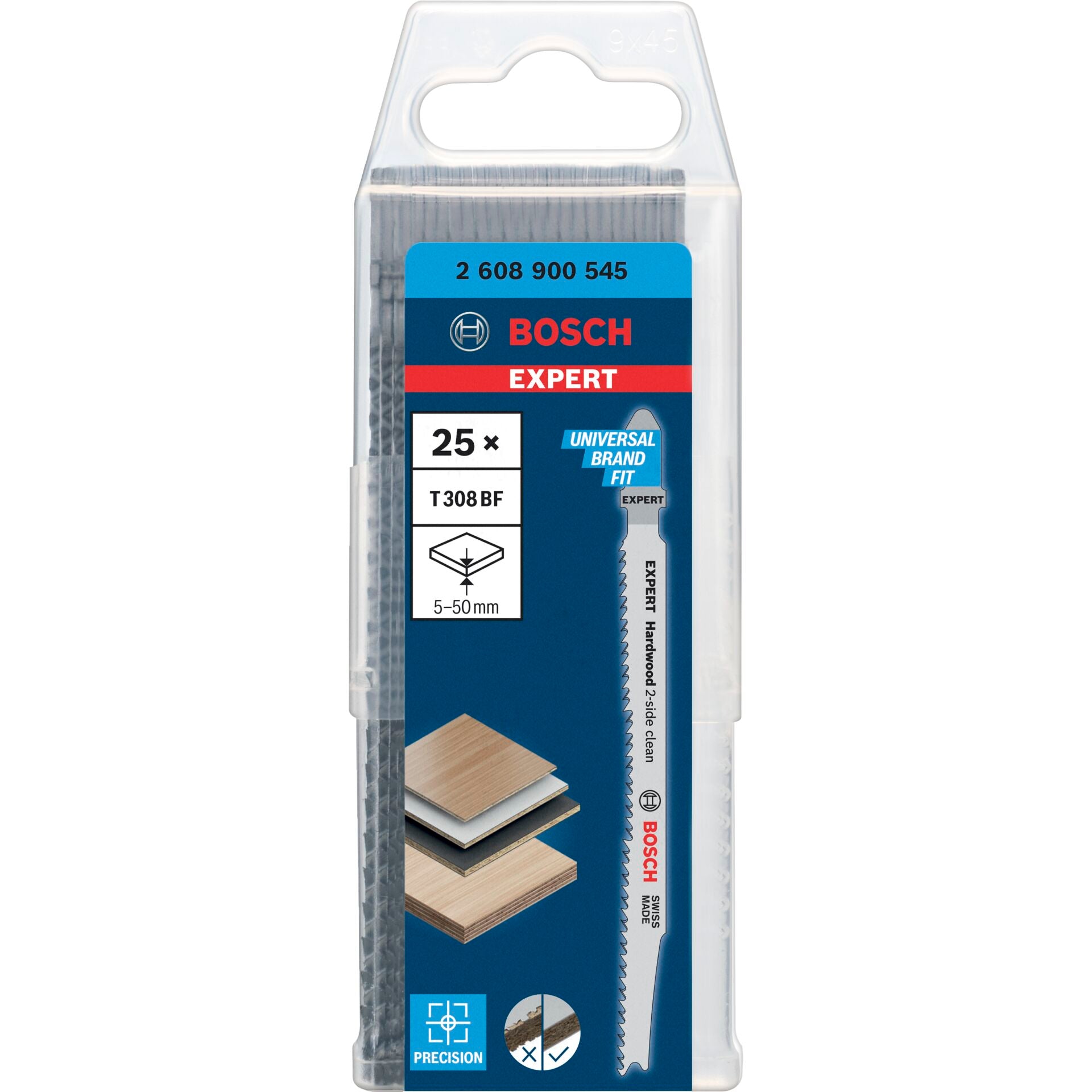 BOSCH EXPERT HARDWOOD 2-SIDE CLEAN T308 BF Stichsägeblätter 117 mm