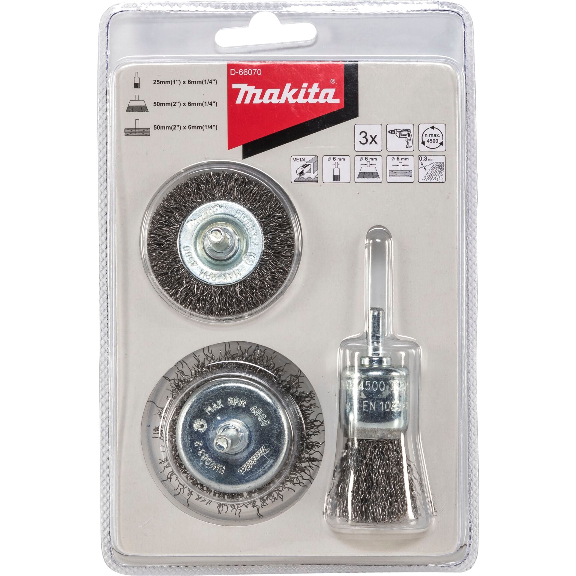 Makita D-66070 Rundbürsten-Set 3tlg. Stahl