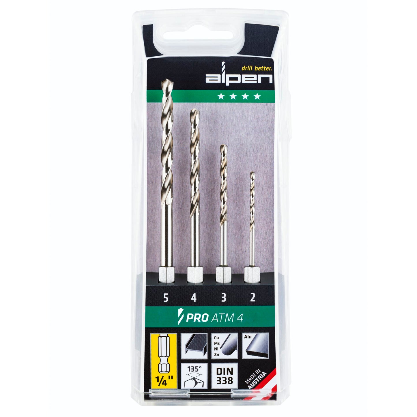 Alpen Kassette HSS Bohrer-Set Super ATM 4 2-3-4-5