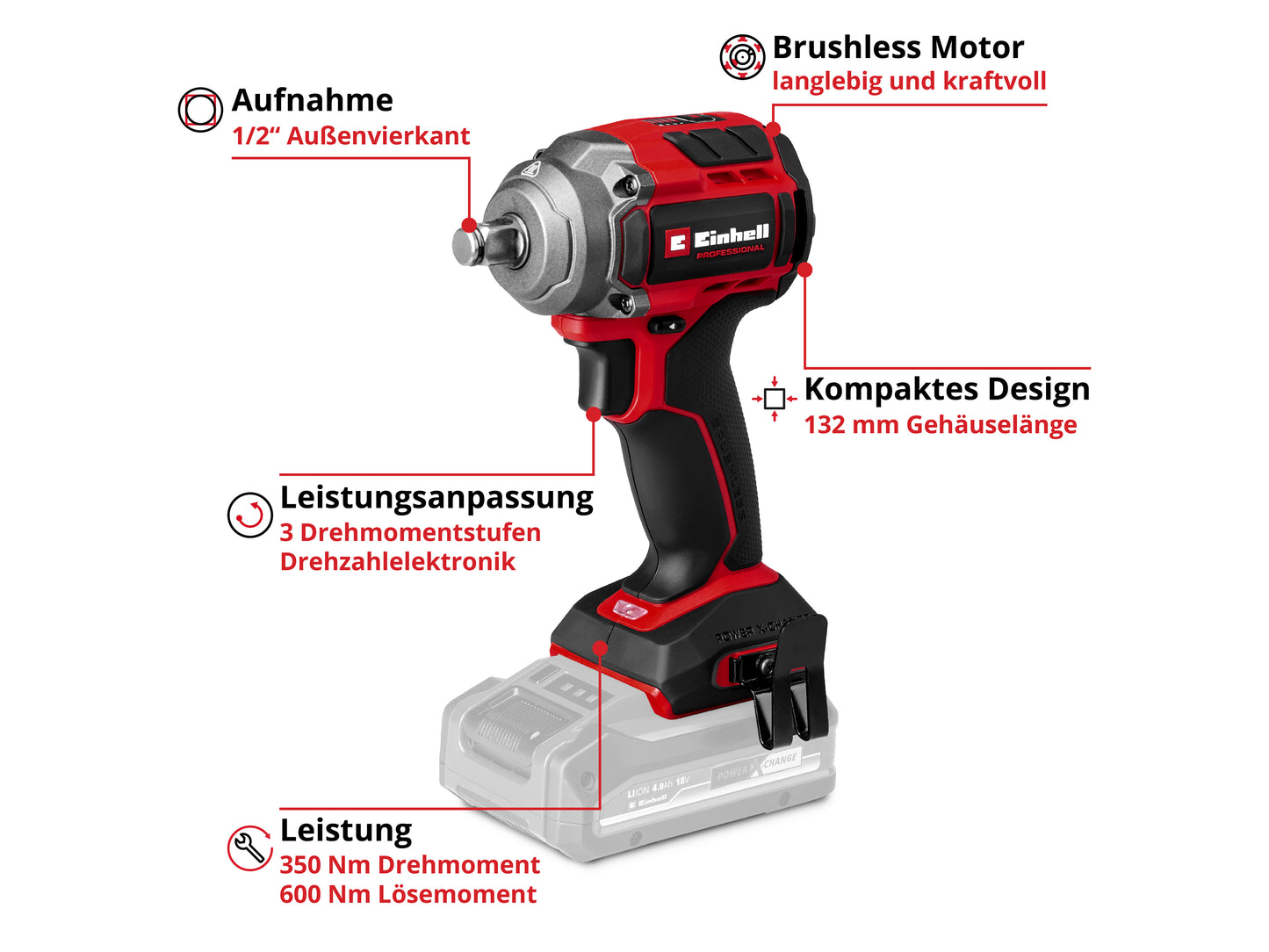 Einhell Akku-Schlagschrauber TP-CC 18/350-C Li BL, Solo