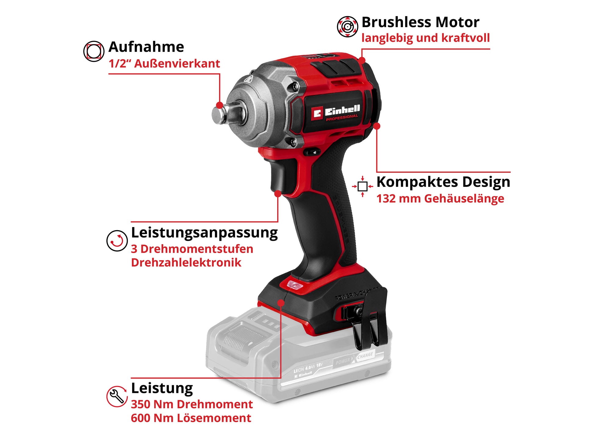 Einhell Akku-Schlagschrauber TP-CC 18/350-C Li BL, Solo